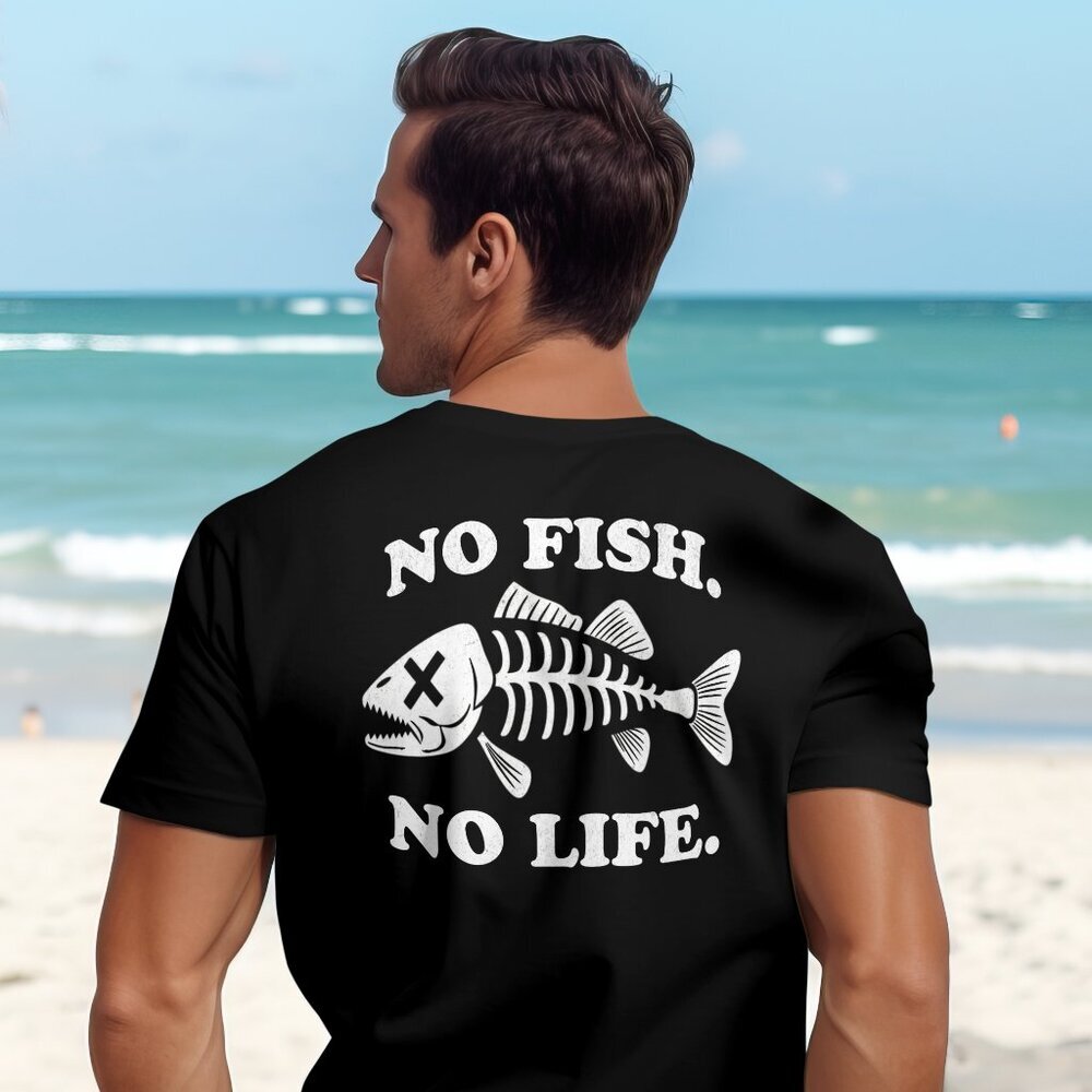 No Fish No Life Fishing Brand T-shirt  Black